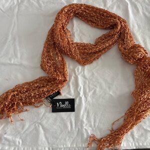 New Noelle Women's Coral Peach Orange Scarf Long Fringe Netting Soft Dressy